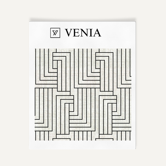 Deco Maze Fabric IV - Ivory with Black detail