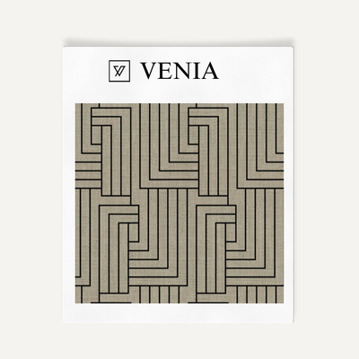 Deco Maze Fabric IV - Taupe with Black detail
