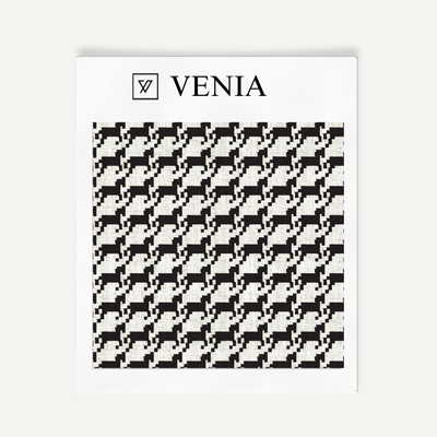 Heritage Houndstooth Fabric - Ivory with Black detail