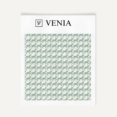 Heritage Houndstooth Fabric - Ivory with Jade Green