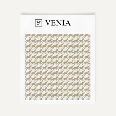 Heritage Houndstooth Fabric - Ivory with Beige detail