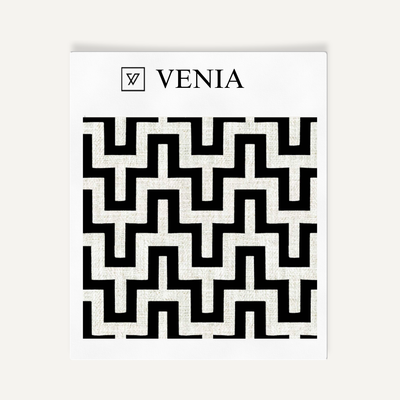 Modern Chevron Fabric - Ivory with Black detail