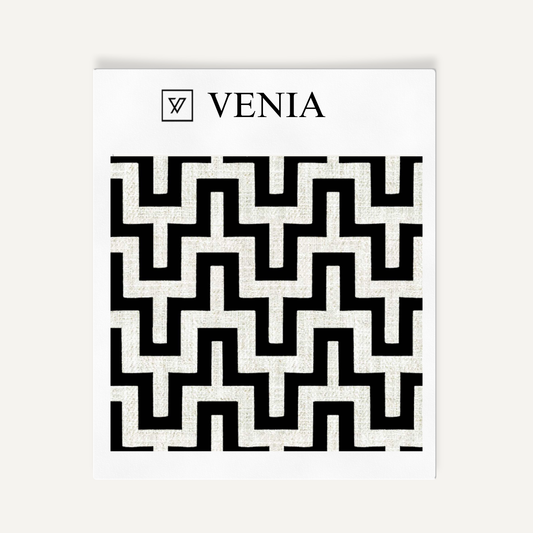 Modern Chevron Fabric - Ivory with Black detail