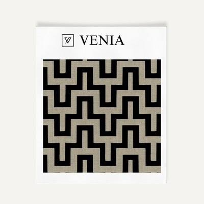 Modern Chevron Fabric - Taupe with Black detail