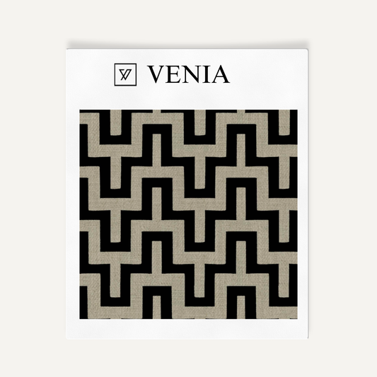 Modern Chevron Fabric - Taupe with Black detail