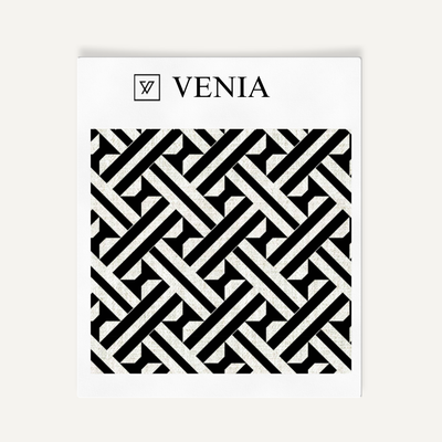 Intersect Fabric - Ivory with Black detail