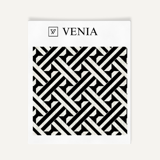 Intersect Fabric - Ivory with Black detail