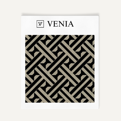 Intersect Fabric - Taupe with Black detail