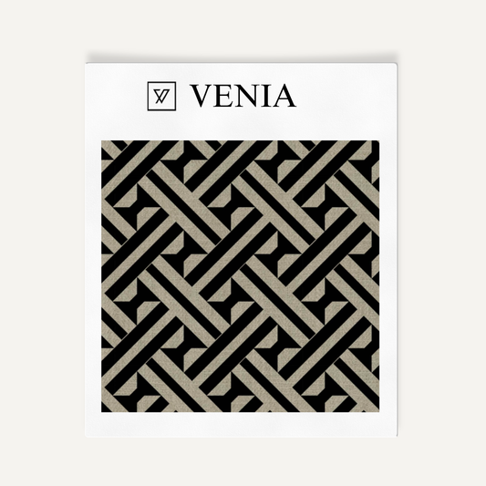 Intersect Fabric - Taupe with Black detail