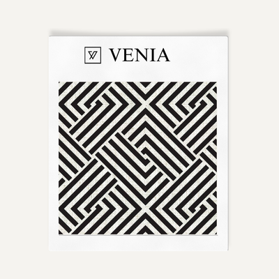 Labyrinth Fabric - Ivory with Black detail