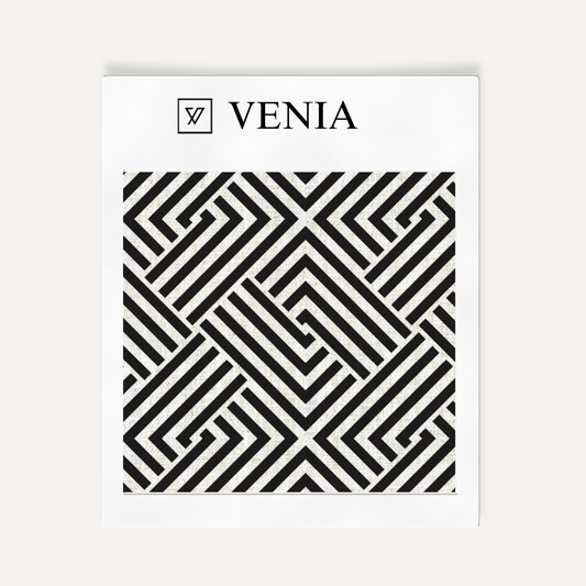 Labyrinth Fabric - Ivory with Black detail