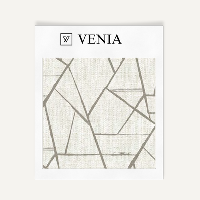 Modern Shard Fabric - Ivory with Greige detail