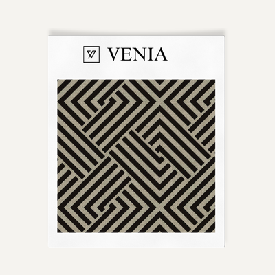 Labyrinth Fabric - Taupe with Black detail