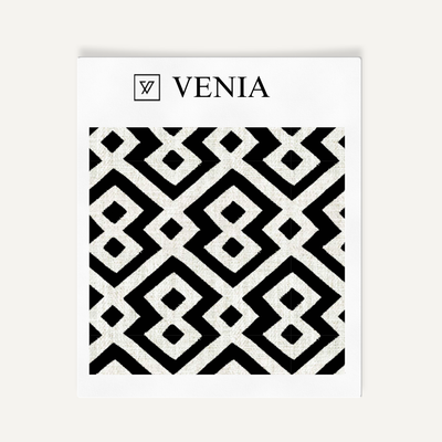 Tribal Diamond Fabric - Ivory with Black detail