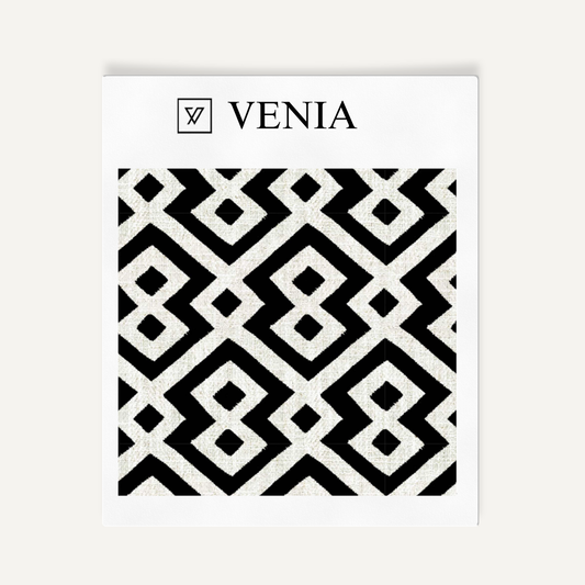 Tribal Diamond Fabric - Ivory with Black detail