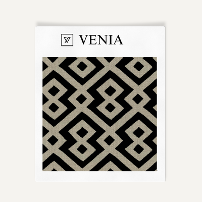 Tribal Diamond Fabric - Taupe with Black detail