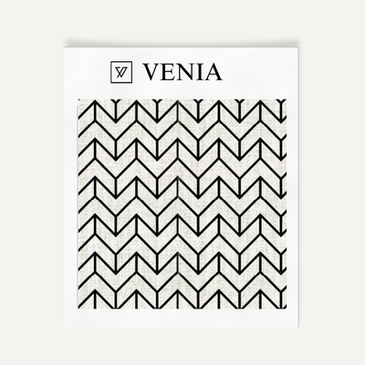 Arrow Herringbone Fabric - Ivory with Black detail