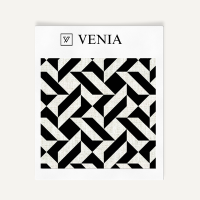 Shift Grid Fabric - Ivory with Black detail