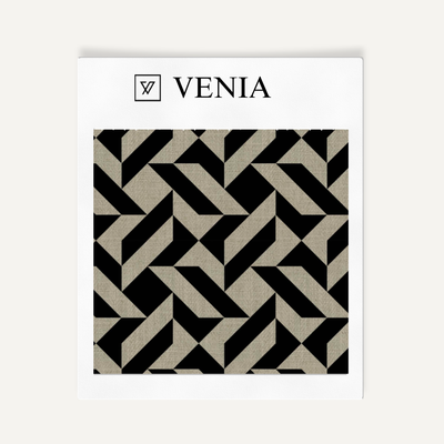 Shift Grid Fabric - Taupe with Black detail