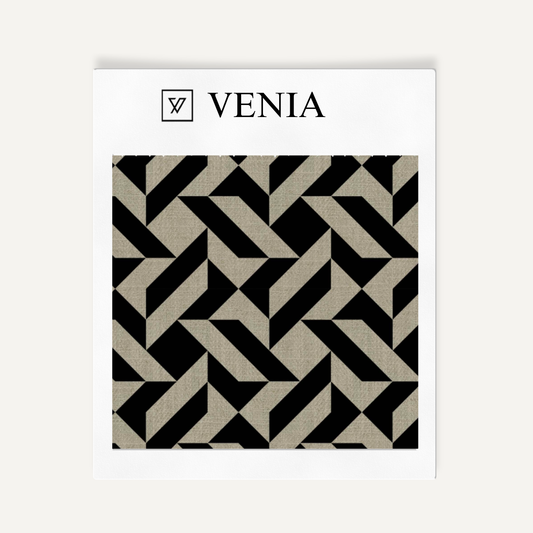 Shift Grid Fabric - Taupe with Black detail