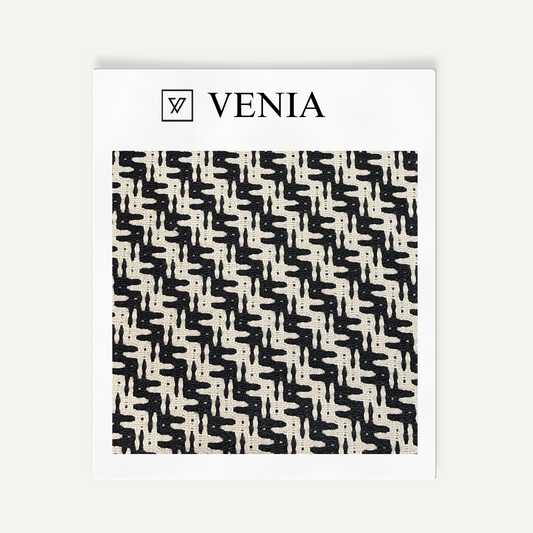 Pixel Houndstooth Black & White Fabric