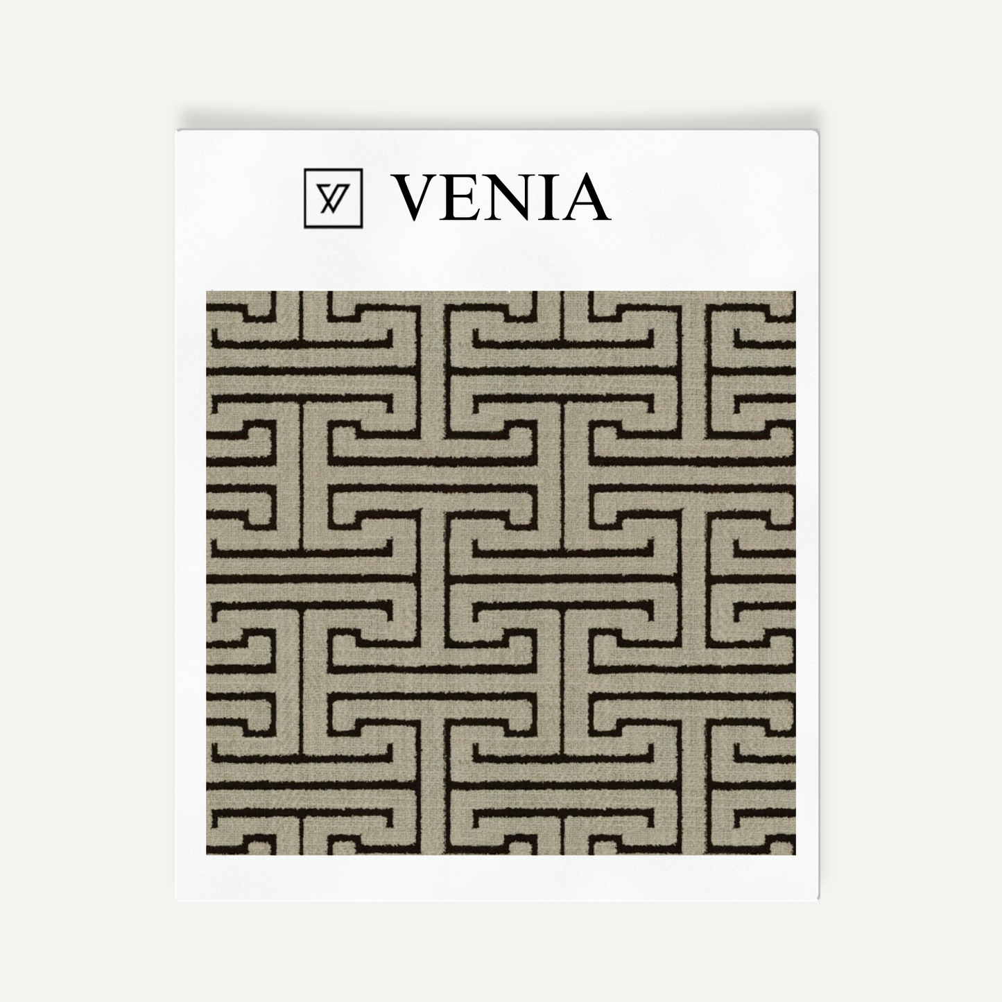 Greco Maze Fabric - Taupe with Black detail