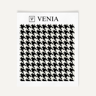 Micro Houndstooth Fabric - Ivory with Black detail