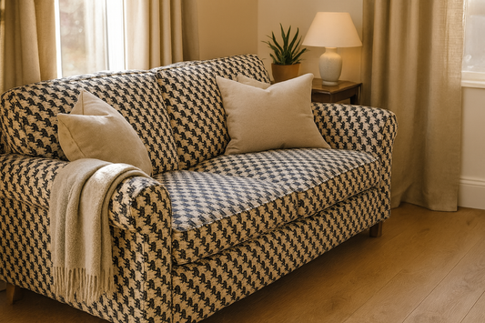 Pixel Houndstooth Black & White Fabric