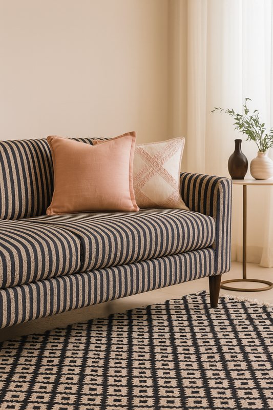 Midnight Columns Black & White Fabric