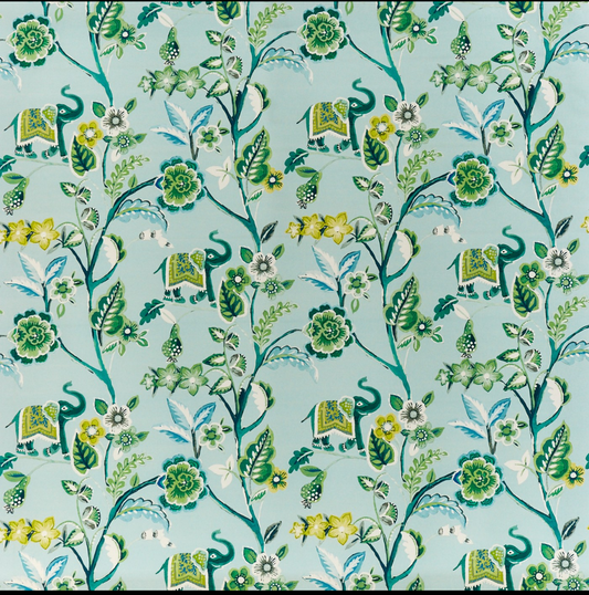 Elephant Song Fabric - Gentle Green