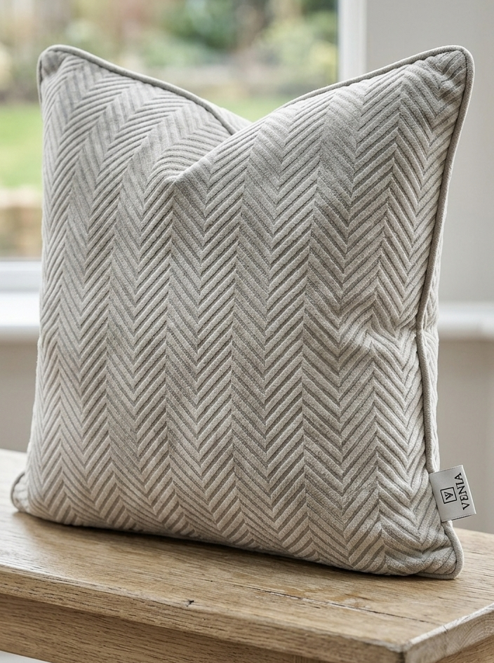 Textured Chevron Fabric - Ivory