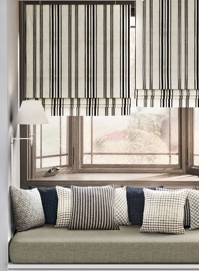 Abstract Rhythm Stripe Black & White Fabric