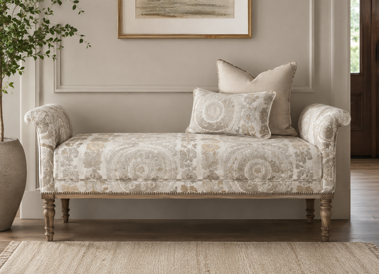Sunburst Medallion Fabric - Ivory Gold