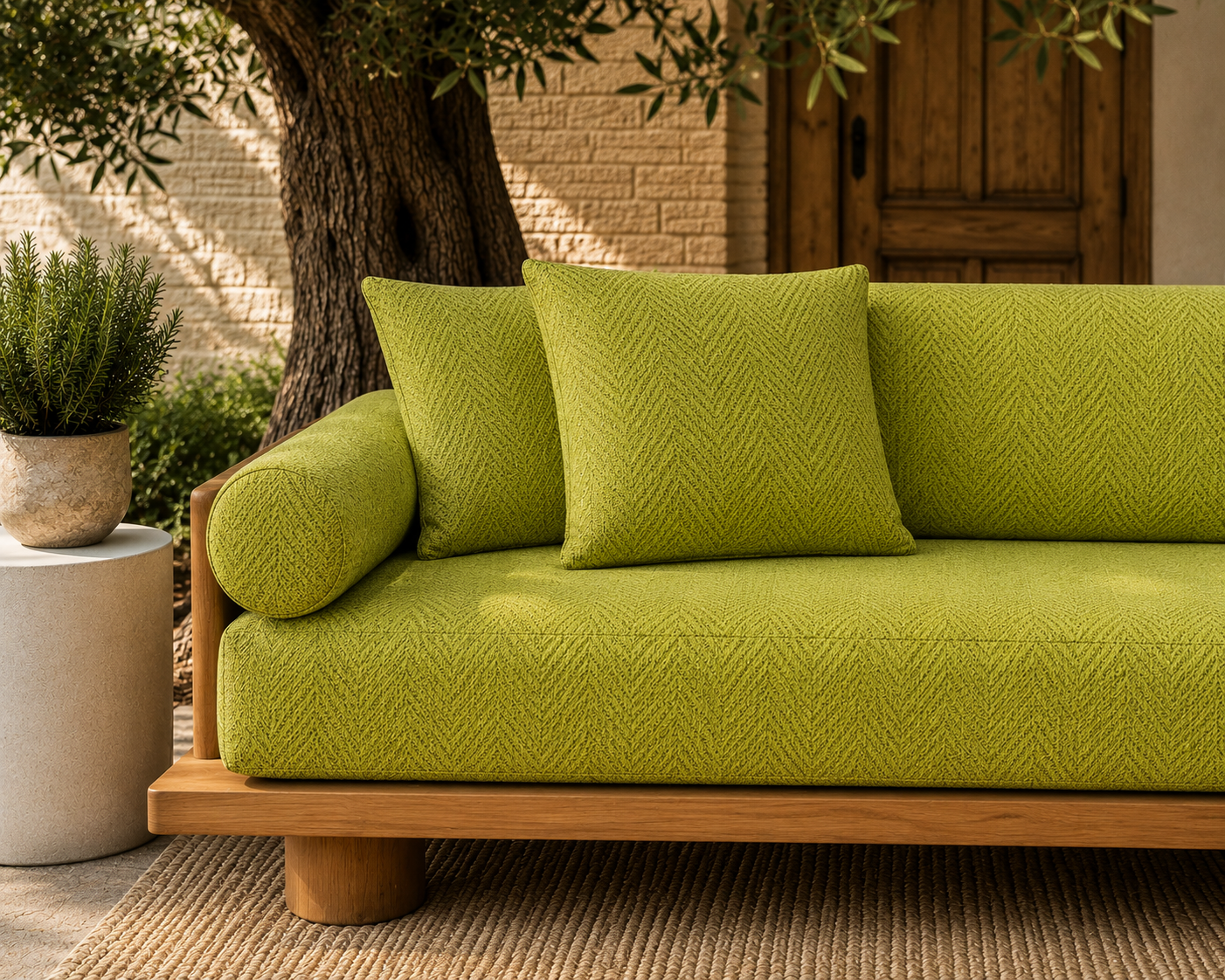 Chevron Weave Outdoor Fabric - Light Green