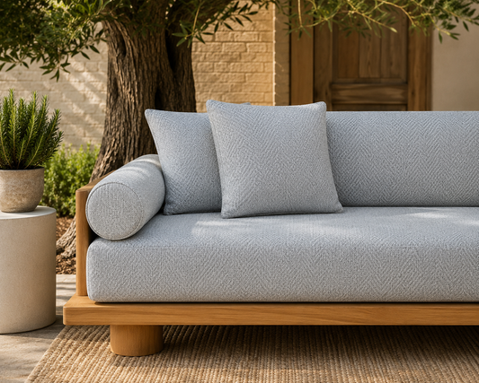 Chevron Weave Outdoor Fabric - Grey