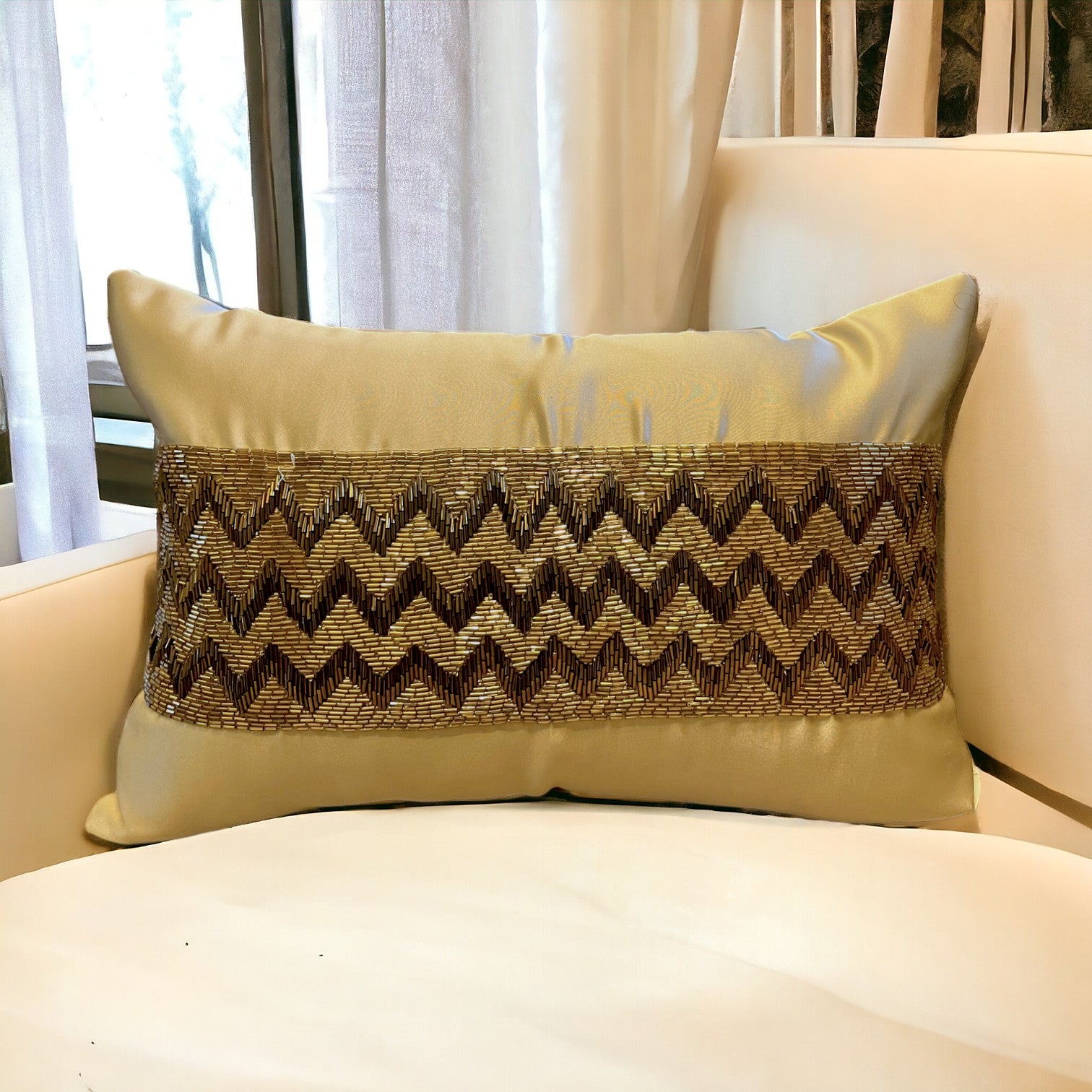 Luxury cushion cover on a sofa