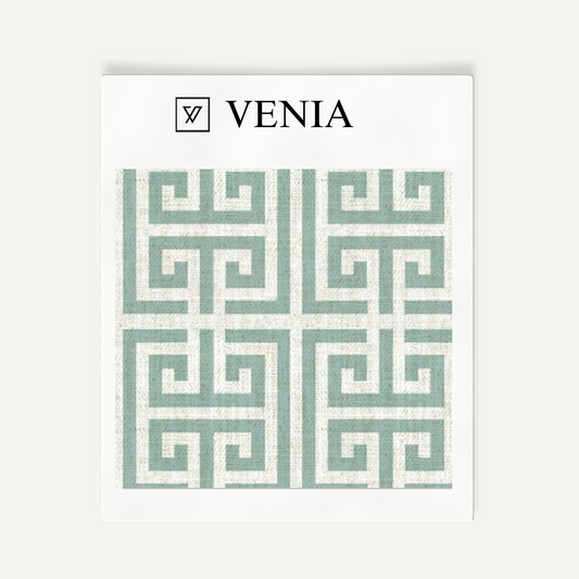 Greek Key Fabric - Jade Green