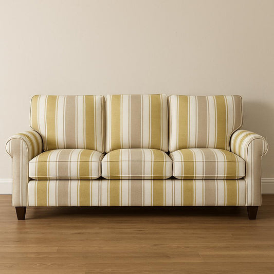 Bold Stripe Fabric - Muted Yellow & Grey