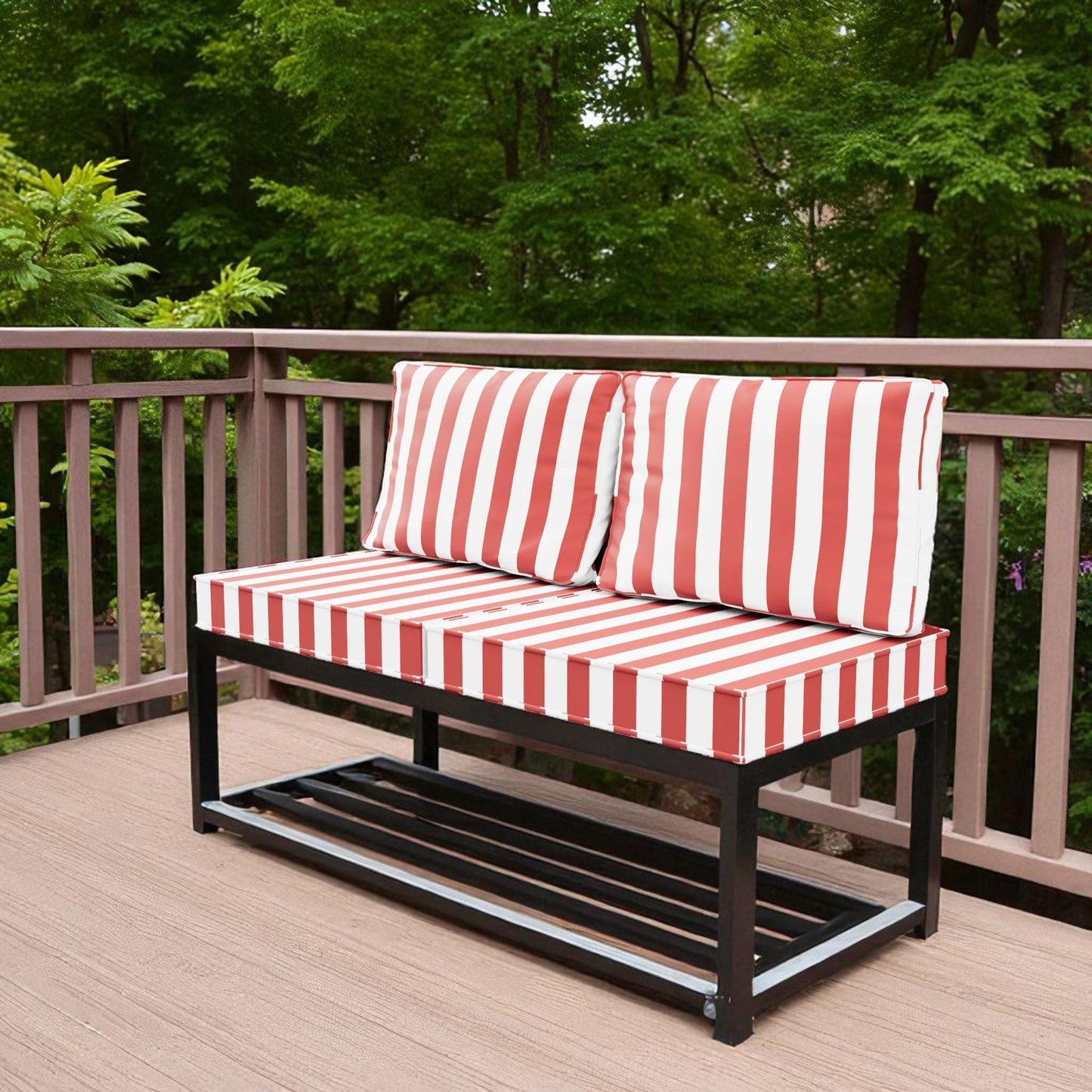 Patio Stripes Fabric - Red & White