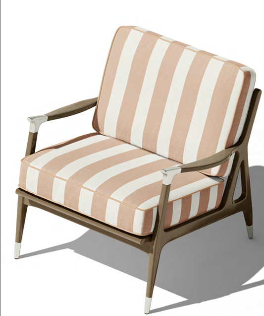 Atelier Stripe Velvet Fabric - Ivory & Blush