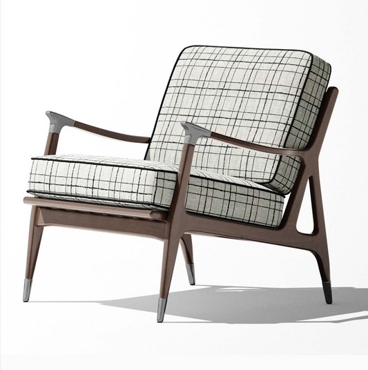 Sketch Grid Fabric - Ivory with Black detail