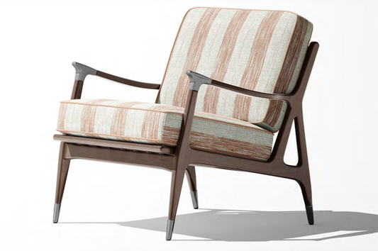 Artisan Stripes Fabric - Ivory with Blush Pink detail