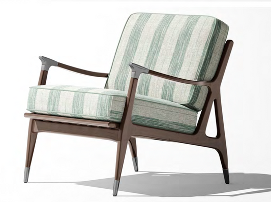 Artisan Stripes Fabric - Ivory with Jade Green detail