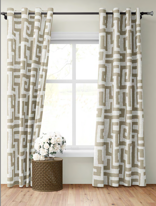 Deco Maze Fabric I - Ivory with Sand detail
