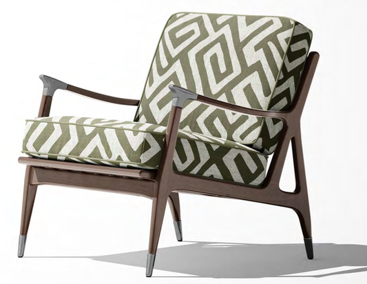 Deco Maze Fabric II - Ivory with Olive detail