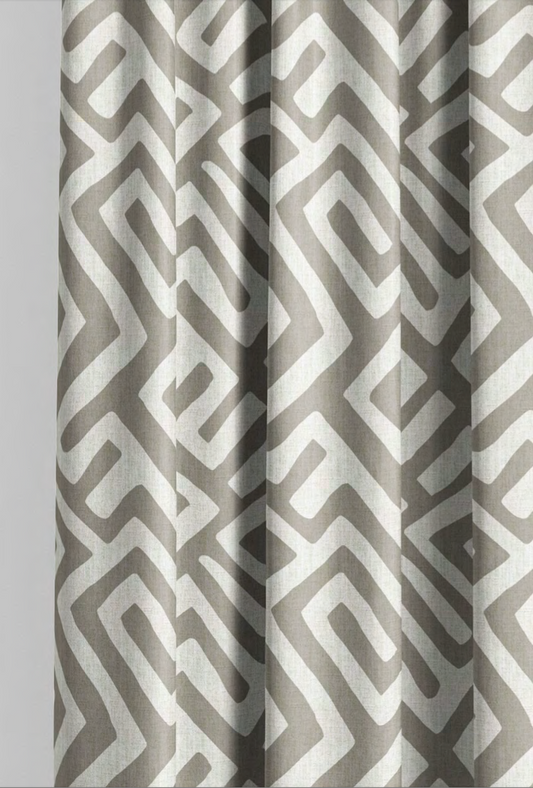 Deco Maze Fabric II - Ivory with Greige detail