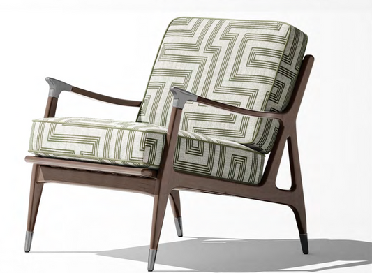 Deco Maze Fabric III - Ivory with Olive detail