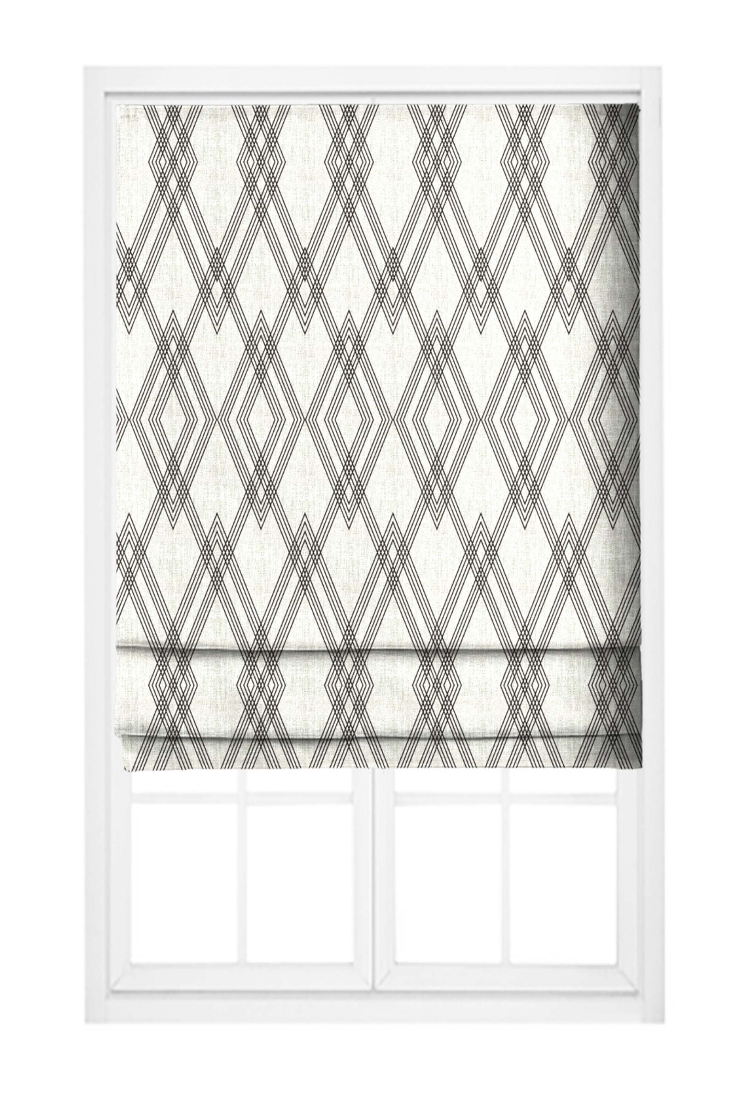 Diamond Weave Fabric - Ivory with Black detail