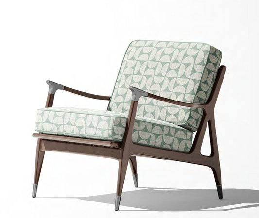 Retro Grid Fabric - Ivory with Jade Green detail