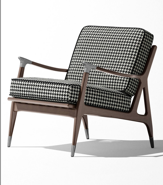 Micro Houndstooth Fabric - Ivory with Black detail